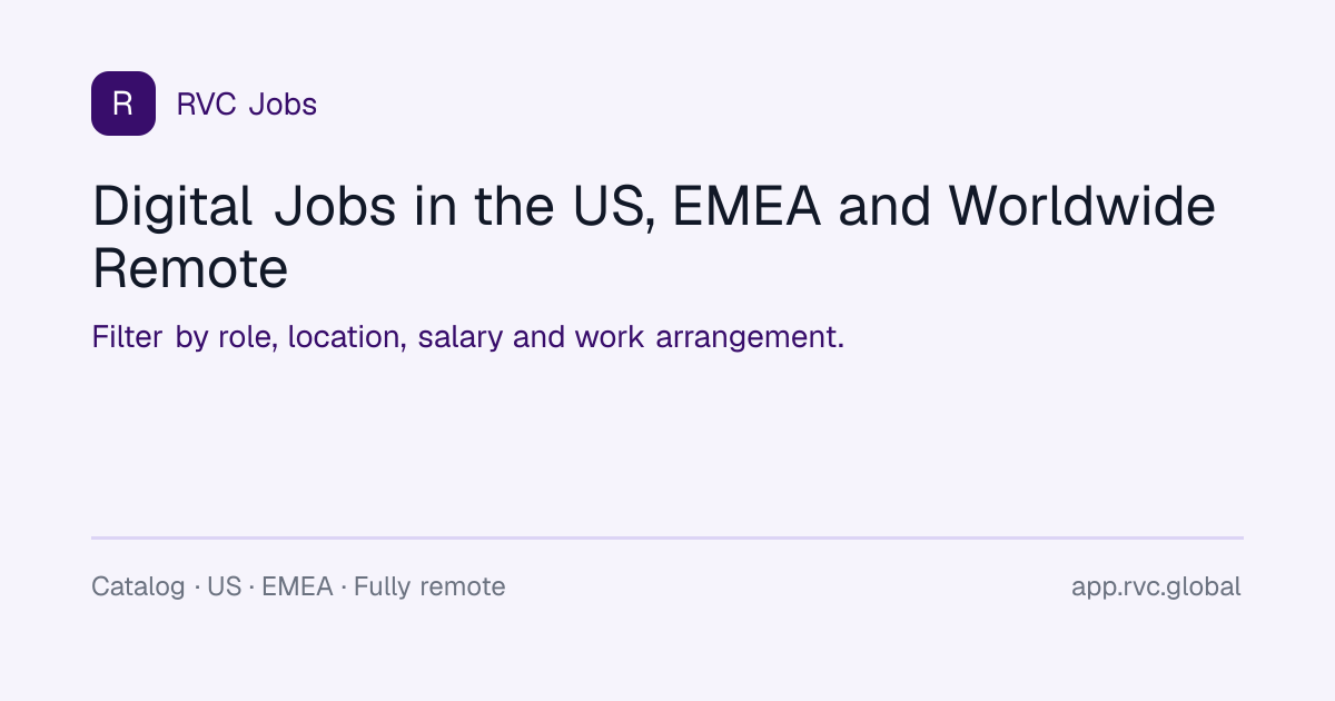 RVC Jobs - US, EMEA and Worldwide Remote Opportunities | RVC